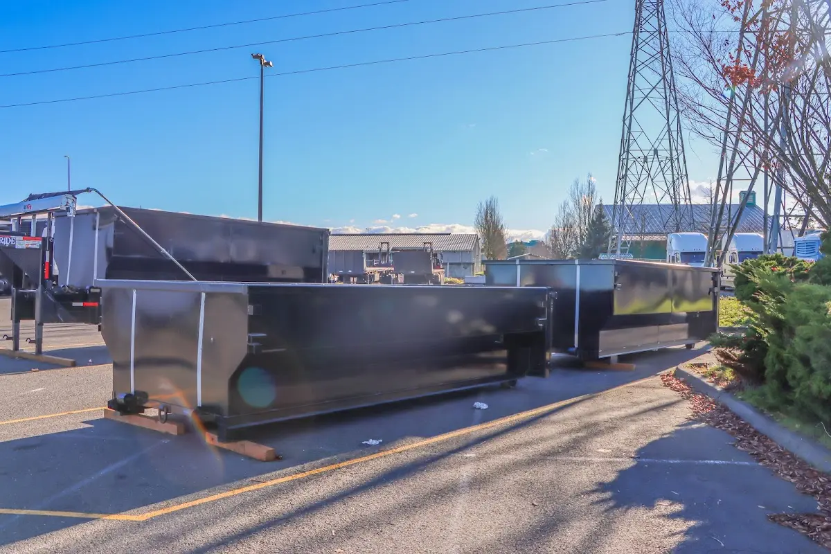 Roll-off dumpster ready for waste disposal at job site for Cleanout Dumpster Rental in Kernersville